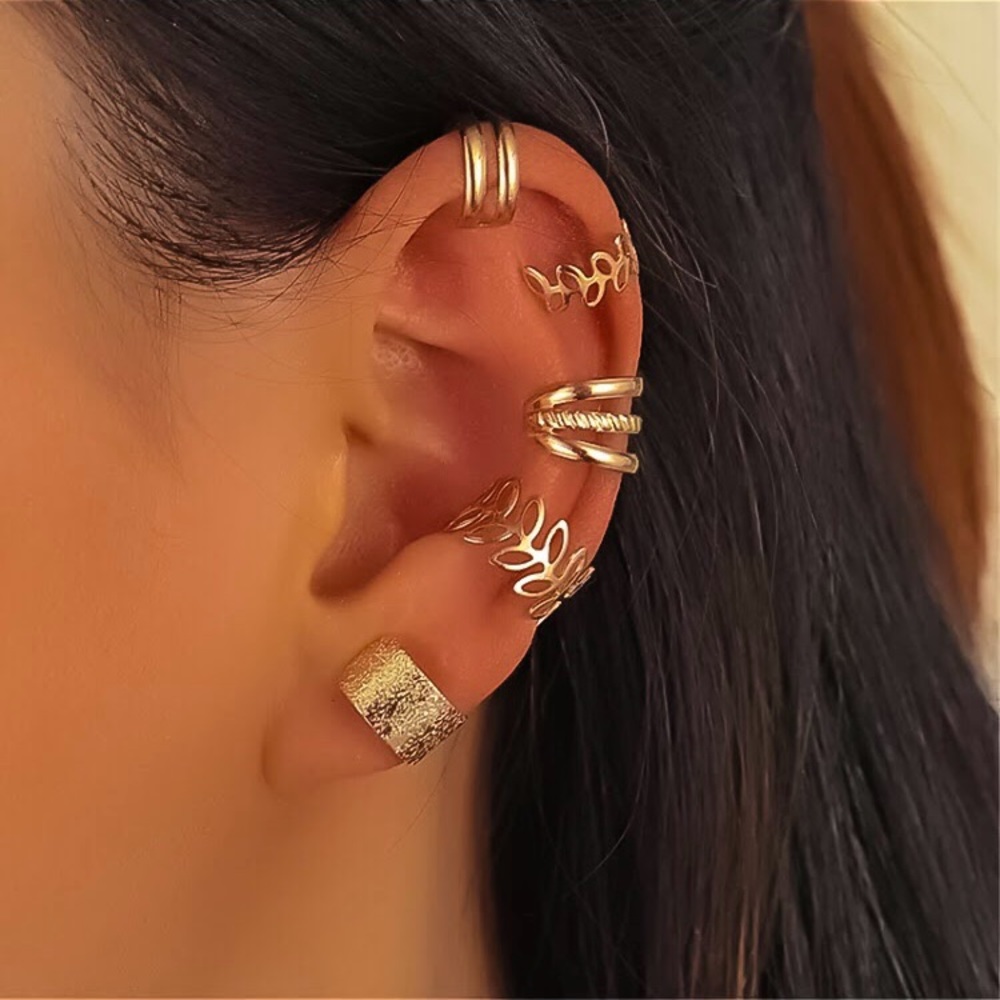 ⚜️𝟯𝟬%𝗢𝗙𝗙 𝗯𝘂𝗻𝗱𝗹𝗲𝘀 𝟯+⚜️ NEW 5 Floral Ear Cuff Earnings Set - Picture 3 of 16
